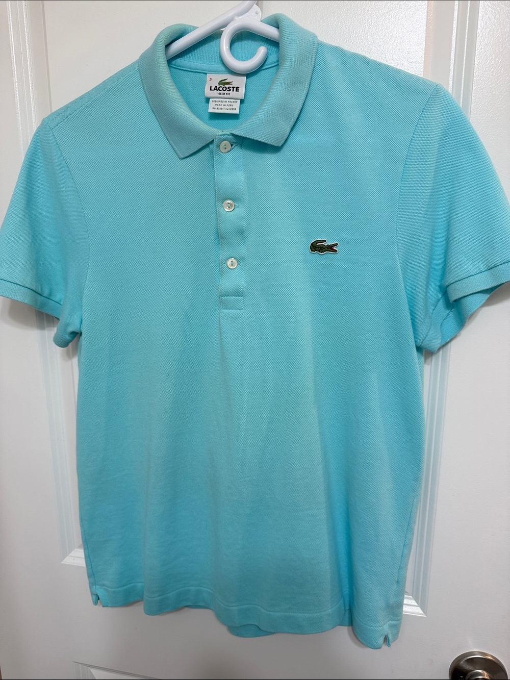 Lacoste Men's Aqua Blue Pique Polo